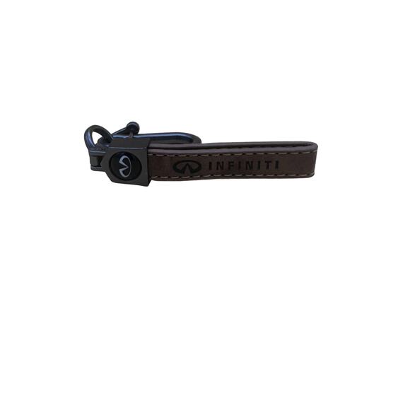 GENUINE LEATHER KEYCHAIN FOR  INFINITI CAR BRAND BROWN COLOR - Picture 1 of 2